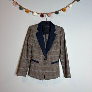 Tahari ASL plaid one button blazer